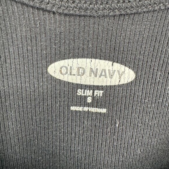 Old Navy Y2K Ribbed Henley Tank Top Womens Size S FItted Button Up Vintage Black - Picture 4 of 7